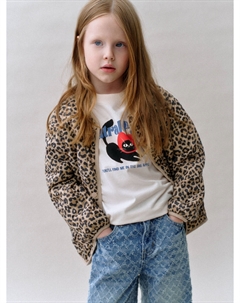 Легкая стеганая куртка с леопардовым принтом для девочек Sela