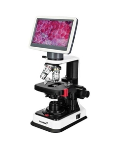 Микроскоп D450L, световой/оптический/биологический/цифровой, 40-1000x, на 4 объектива, белый/черный Levenhuk