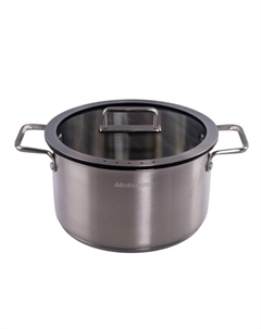 Кастрюля Argento 5л 24см нерж.сталь стеклянная крышка индукция Attribute
