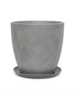 Горшок с поддоном Замша 1,31л бетон серый бутон Нет марки