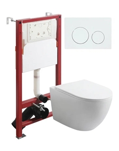 Комплект унитаз подвесной ATI07150+APB188 с микролифтом + инсталляция + кнопка белая Agger