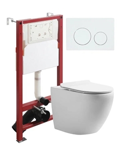 Комплект унитаз подвесной CI07-100W+APB188 с микролифтом + инсталляция + кнопка белая Orange