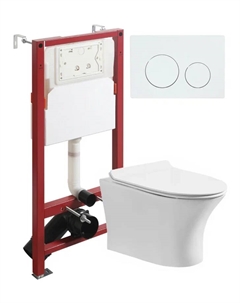 Комплект унитаз подвесной CI01-100W+APB188 с микролифтом + инсталляция + кнопка белая Orange