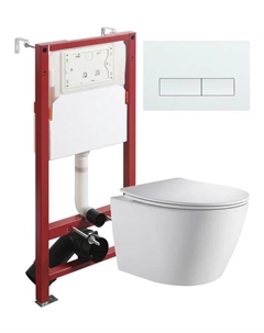 Комплект унитаз подвесной CI07-150W+APB288 с микролифтом + инсталляция + кнопка белая Orange