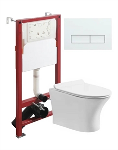Комплект унитаз подвесной CI01-100W+APB288 с микролифтом + инсталляция + кнопка белая Orange