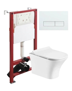 Комплект унитаз подвесной CI02-100W+APB288 с микролифтом + инсталляция + кнопка белая Orange