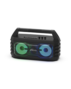 Портативная акустика Ritmix SP-610B, 12 Вт, FM, USB, microSD, Bluetooth, подсветка, черный