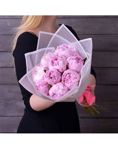 Букет из 9 нежно-розовых пионов Пять цветов