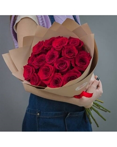 Букет из 15 красных роз, Эквадор 60 см Пять цветов