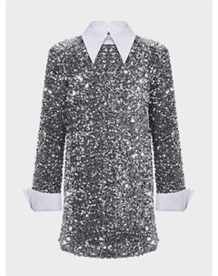 Платье с пайетками на бархате, серебристое Dan maralex