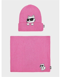 Комплект: шапка и шарф, розовый Karl lagerfeld