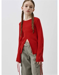 Вязаный джемпер со шнуровкой для девочек Sela