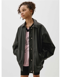 Бомбер оверсайз из экокожи для девочек Sela