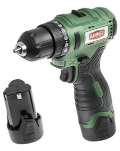 Дрель-шуруповерт ACD12BLC, 12 В, 2x2 Ач, Li-Ion, 10 мм, 0-400/0-1350 об/мин, 32 Нм, в кейсе (216-028) Hammer