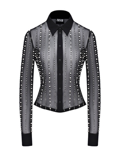 Рубашка сетка с полосами из жемчуга Versace jeans couture