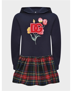 Платье, имитация толстовки-худи с тюльпанами и юбки в клетку Dolce&gabbana
