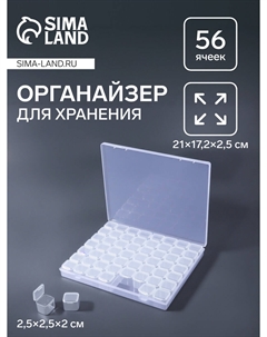 Органайзер для хранения мелочей, 56 ячеек, 21×17.2×2.5 см, прозрачный Qf