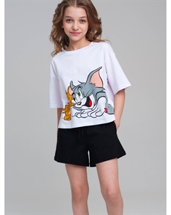 Комплект трикотажный для девочек: фуфайка (футболка), шорты Playtoday tween