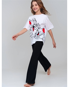 Комплект трикотажный для девочек: фуфайка (футболка), брюки Playtoday tween