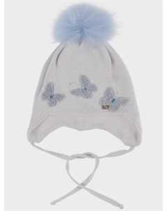 Светло-серая шапка с декором "бабочки" Il trenino