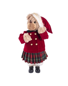 Новогодний сувенир "Рождественский Мишка" красный, 51х23х16 см Timstor