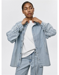 Джинсовая рубашка оверсайз с утяжками на рукавах Sela