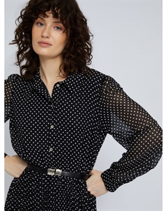 Шифоновое платье-рубашка в горошек с плиссировкой Zolla