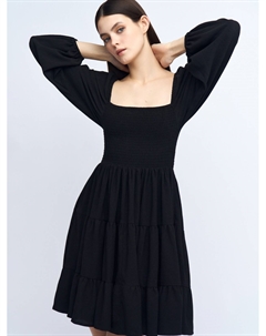 Ярусное платье мини на резинке с вырезом Zolla