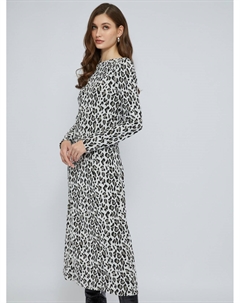 Леопардовое платье миди с разрезами на молниях Zolla