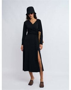 Платье миди с запахом и разрезом Zolla