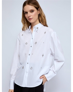 Рубашка с объёмными рукавами и декором из страз Zolla