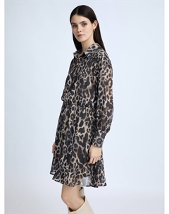 Шифоновое платье-рубашка мини с леопардовым принтом Zolla