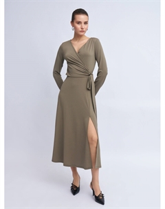 Платье миди с запахом и разрезом Zolla