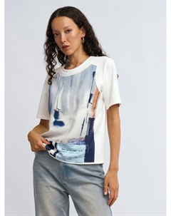 Трикотажная футболка с нашивкой с принтом Zolla