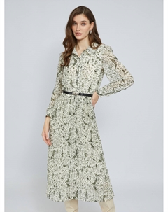 Шифоновое платье-рубашка с плиссировкой и принтом Zolla