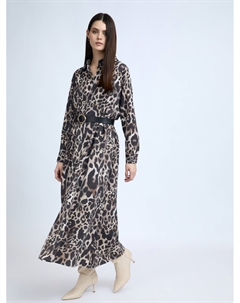 Платье-рубашка макси с леопардовым принтом и ремнём Zolla