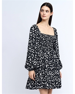 Ярусное платье мини на резинке с вырезом Zolla