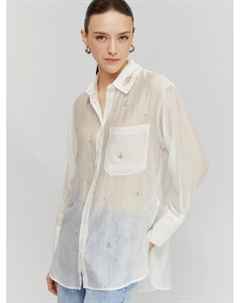 Рубашка оверсайз силуэта со стразами Zolla