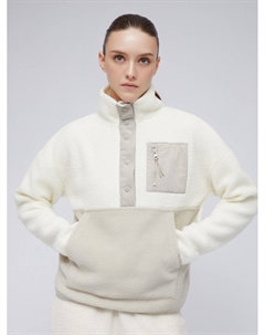 Свитшот из экомеха с воротником-стойкой на кнопках Zolla