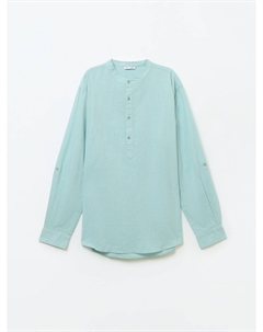 Рубашка из хлопка с воротником-стойкой Zolla