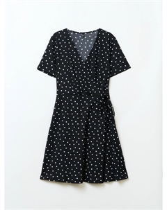 Платье длины мини с запахом в горошек Zolla