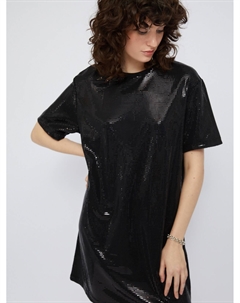 Платье-футболка мини с пайетками Zolla