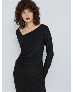 Трикотажное платье с драпировкой и люрексом Zolla