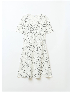 Платье длины мини с запахом в горошек Zolla