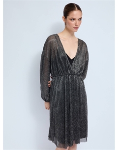 Платье из сетки с вырезом на запах, люрексом и ремнём Zolla