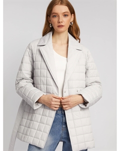 Утеплённая стёганая куртка-пальто на синтепоне с поясом Zolla