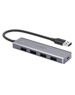 USB-разветвитель Ugreen Hub 4 в 1 USB 3.0, серебристый (70336)