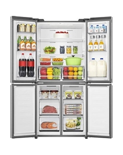Холодильник трехкамерный Hisense RQ5P470SEI1 Total No Frost, Side by Side, инверторный серый