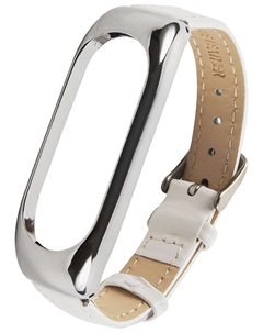 Ремешок Red Line для фитнес-браслета Xiaomi Mi Band 5/ Mi Smart Band 6, кожаный белый Red line