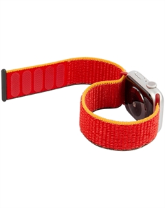 Ремешок нейлоновый mObility для Apple watch - 42-44 mm (S3/S4/S5 SE/S6), красный апельсин с коричнево-желтым краем Mobility